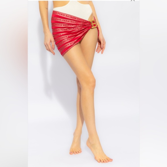 BALMAIN***Red Sarong Coverup Swimsuit***S/M $355 NWT - Picture 8 of 12